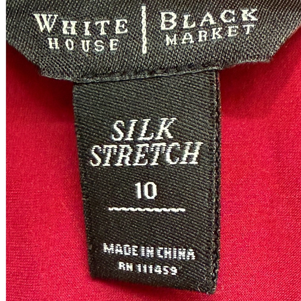 White House Black Market Silk Lace Blouse Womens Size 10 Red Coquette Y2K Glam - Picture 4 of 11